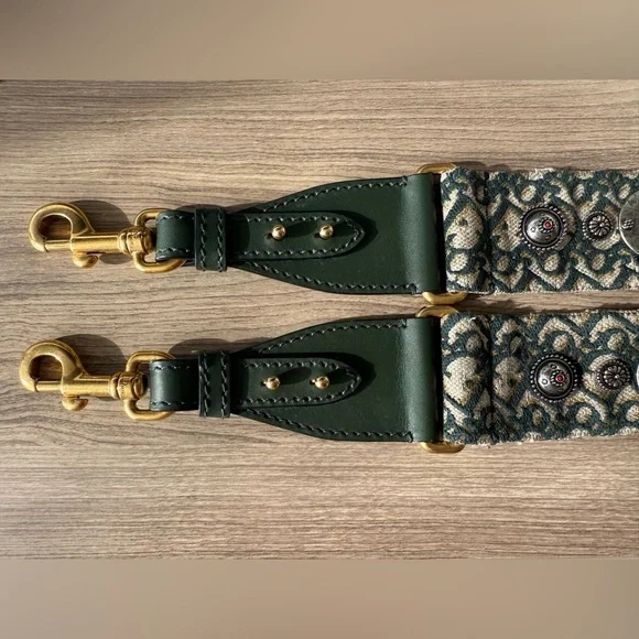 Dior Oblique Studded Shoulder Strap in Forest Green